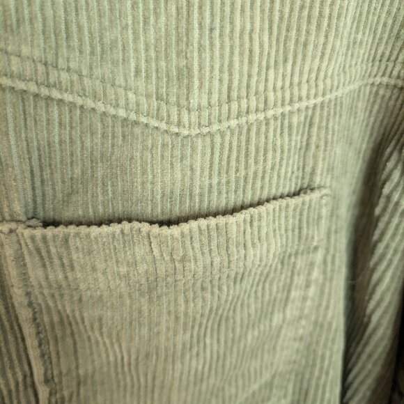 Zara Sage Corduroy Oversized Shacket - Size Small, Cotton, Raw Hem, Boho Style - Picture 4 of 10